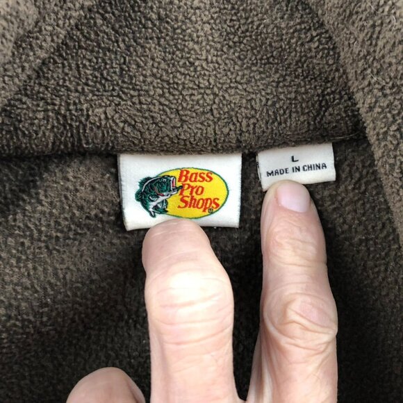 Bass Pro Shops Mens Fleece Jacket Large Full Zip Ooutdoors Brown Stand Collar - Picture 9 of 15